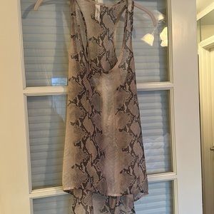 Sheer pink racer back tunic tank top